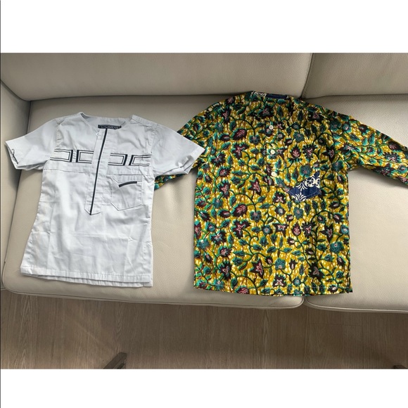 Toddler boys 2 shirt bundle - Authentic Ghanaian print. Made in a Ghana. SZ 2/3 - Picture 1 of 5
